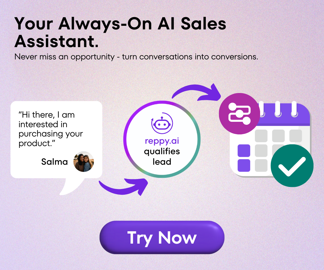 Always-on AI assistant banner inviting users to get started with reppy.ai